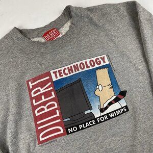 Dilbert Technology No Place For Wimps Sweatshirt Mens Size L Gray Graphic